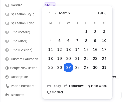 The state a user wants to reach: March 1968 with day 27 highlighted. Reachable only via the year-click path.